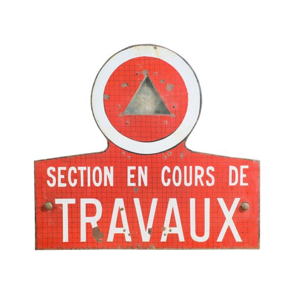 Vintage Signs - Section En Cours De Travaux Red & White Street Sign