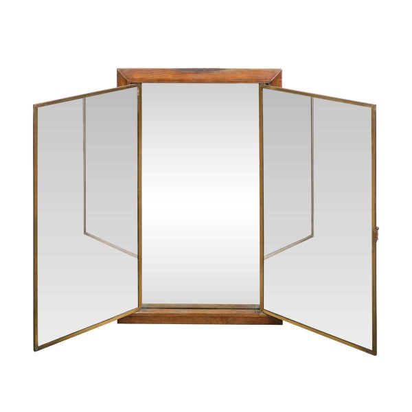 Antique Mirrors - Miroir Brot Paris Wood Frame Folding Beveled Vanity Mirror