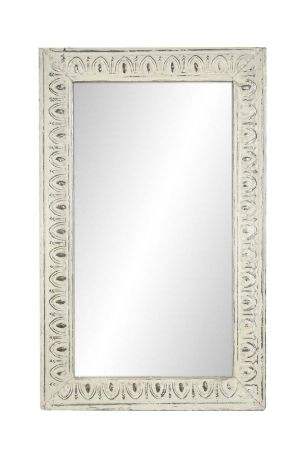 Antique Tin Mirrors - Handmade White Egg & Dart Antique Tin Ceiling Wall Mirror