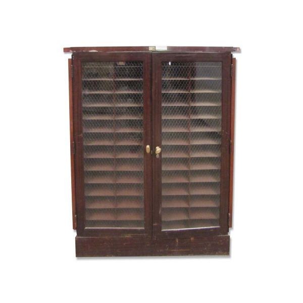 Cabinets - Vintage Wood & Metal Cabinets with Chicken Wire Glass Doors