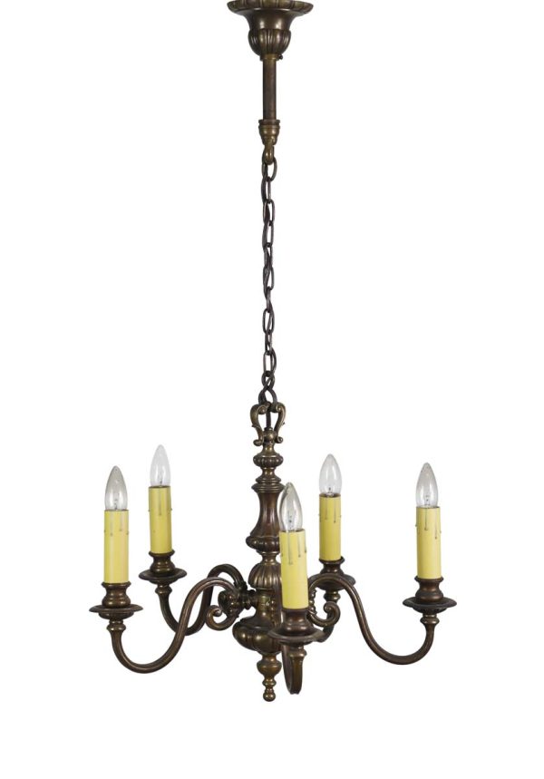 Chandeliers - Antique Traditional Solid Bronze 5 Arm Candlestick Chandelier
