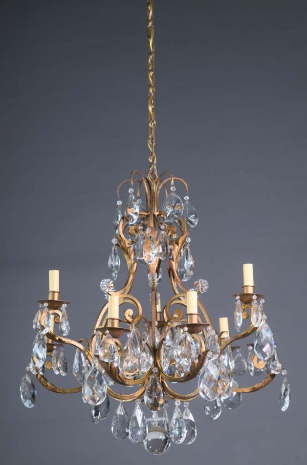 Chandeliers - French Wrought Iron Chandelier with High Quality Faceted Crystals
