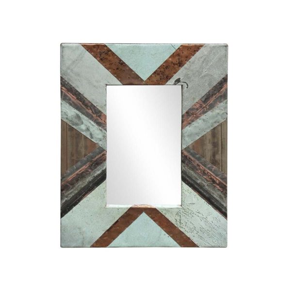Copper Mirrors & Panels - Handcrafted Diagonal Copper Cornice Patchwork Mirror