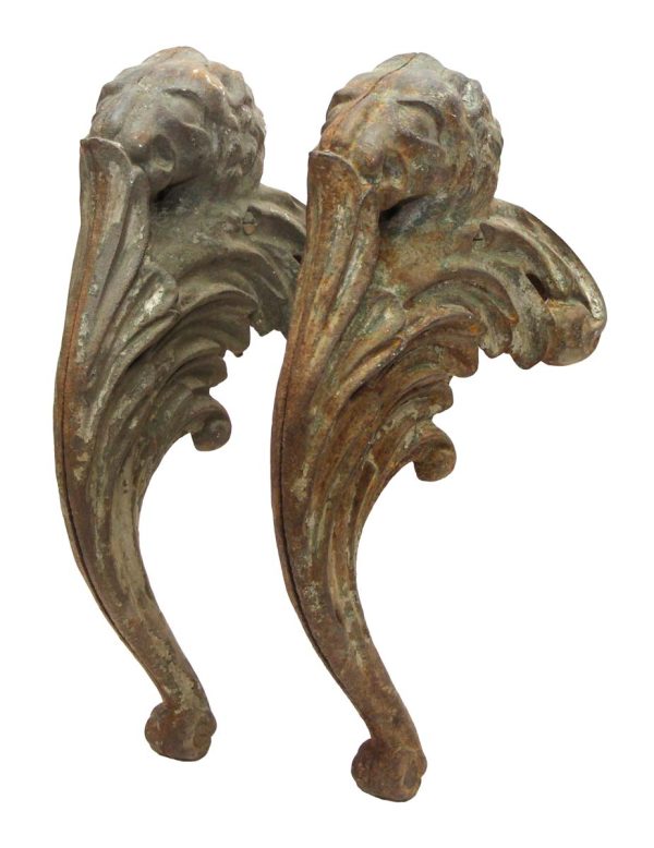 Decorative Metal - Pair of Figural Curved Rusted Metal Brackets