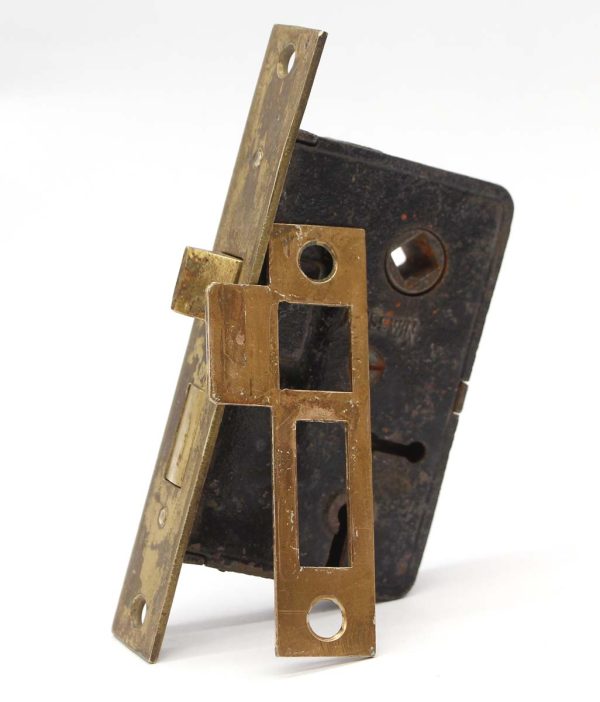 Door Locks - Antique Russwin Cast Iron & Brass Entry Mortise Door Lock