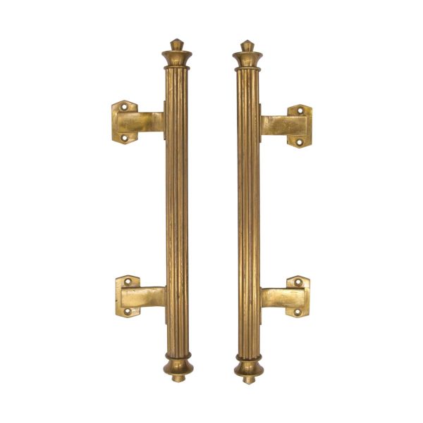Door Pulls - Pair of European 15.5 in. Art Deco Brass Door Pulls