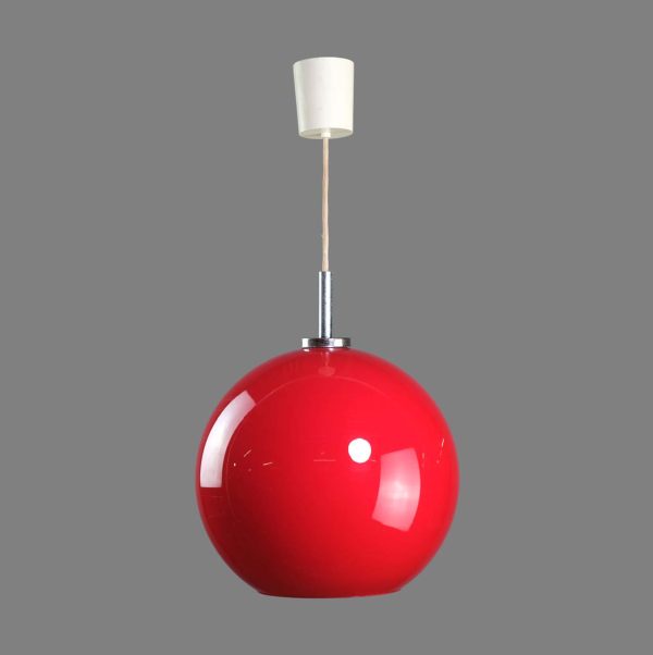 Down Lights - European Modern Spherical Red Opaline Glass Pendant Light