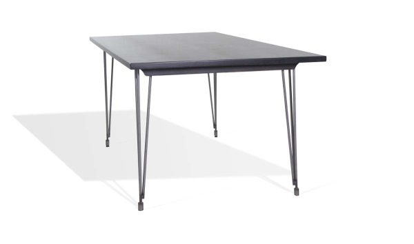 Farm Tables - Ebony Industrial Flooring 6 ft Dining Table with Hairpin Legs