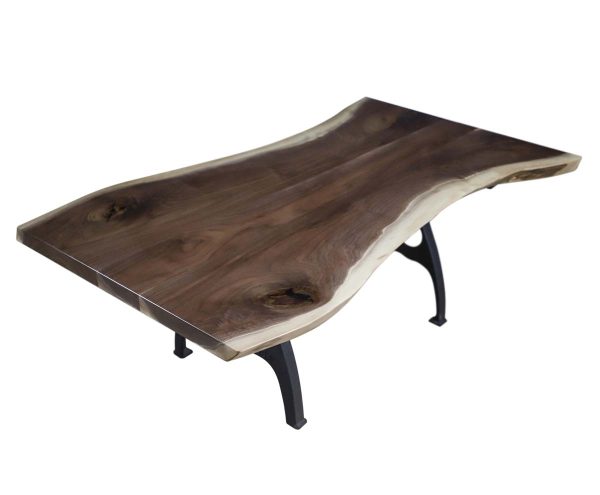 Farm Tables - Handcrafted 4 ft Walnut Live Edge NY Iron Legs Coffee Table