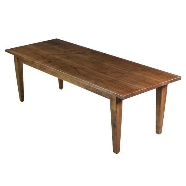Farm Tables - Handcrafted 8 ft Dark Walnut Solid Hickory Tapered Legs Dining Table
