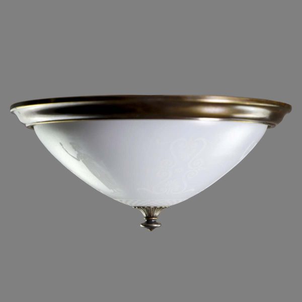 Flush & Semi Flush Mounts - Traditional Greek Glass & Bronze Flush Mount Dome Light