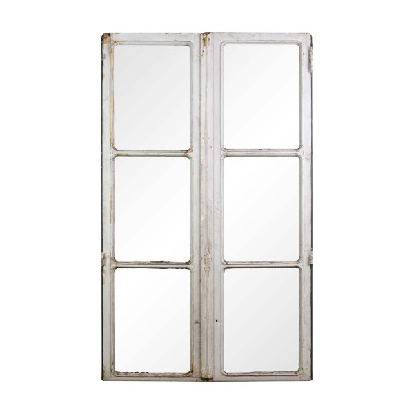 French Doors - Antique 3 Lite Rounded Corner Double Doors 83.25 x 51