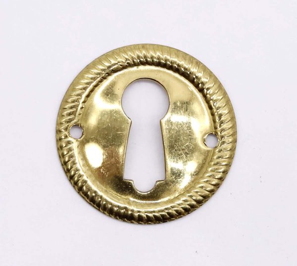 Keyhole Covers - Vintage 1 in. Polished Brass Coiled Edge Door Keyhole Cover