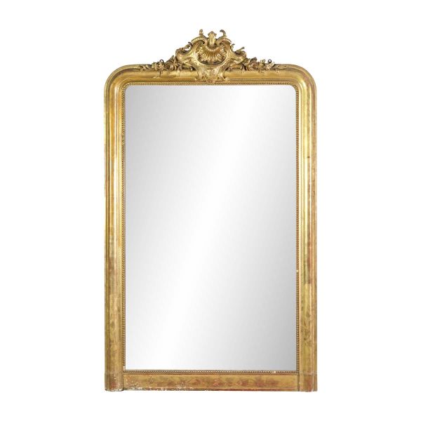 Overmantels & Mirrors - European French 6 ft Gold Gilded Wall Mirror