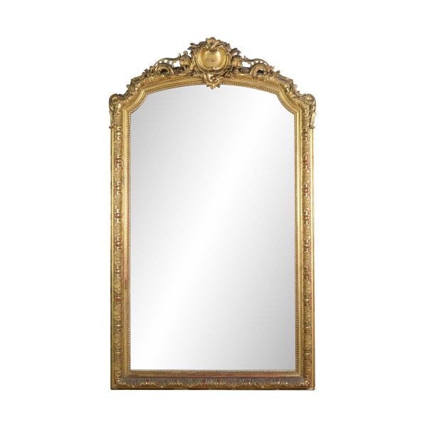 Overmantels & Mirrors - European French Antique Gold Gilded 6 ft Wall Mirror