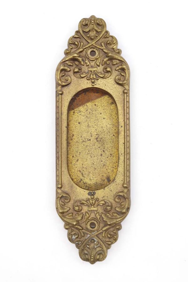 Pocket Door Hardware - Antique 7.25 in. Solid Brass Victorian Pocket Door Pull