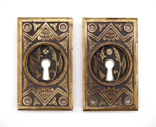 Pocket Door Hardware - Pair of Antique 3.875 in. Eastlake Brass Pocket Door Pulls