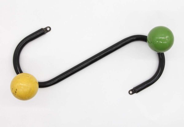Racks - European Modern Yellow & Green Wood Ball Hooks Black Steel Rack