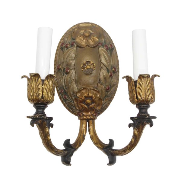 Sconces & Wall Lighting - Antique French Floral Bronze Candle Sconce