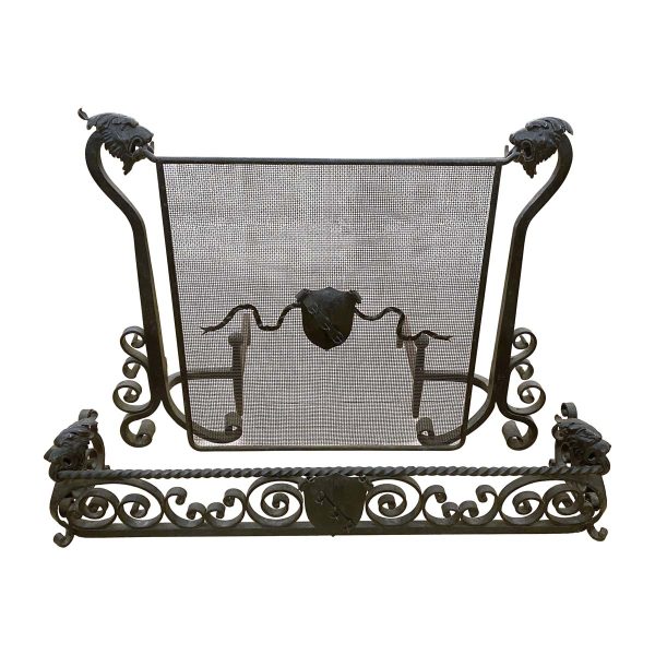 Screens & Covers - Antique Black Wrought Iron Victorian Fireplace Set
