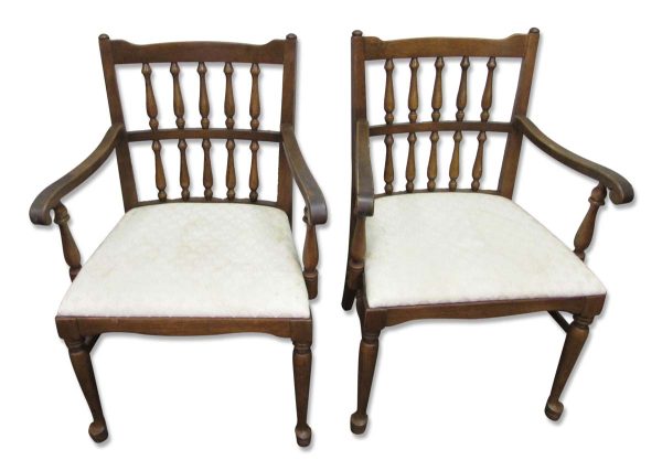 Seating - Pair of Vintage Dark Solid Traditional Arm Chairs