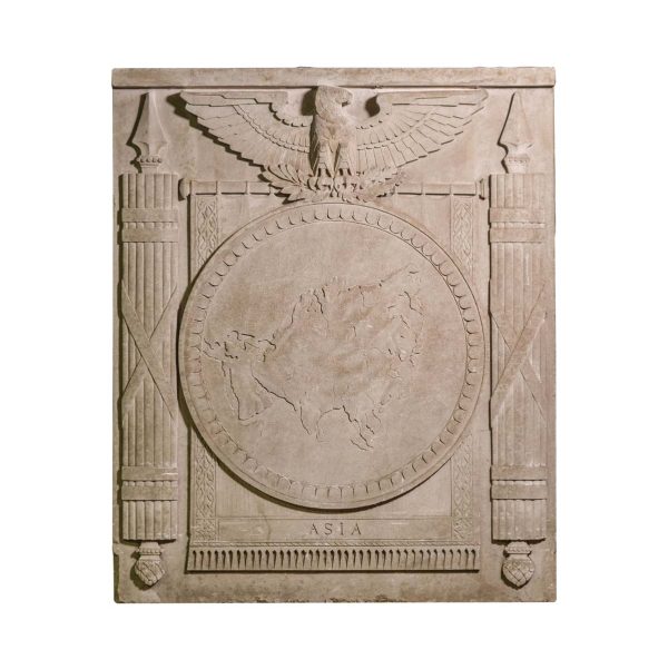 Stone & Terra Cotta - Philadelphia Civic Center Carved Limestone Asia Frieze with Imperial Eagle