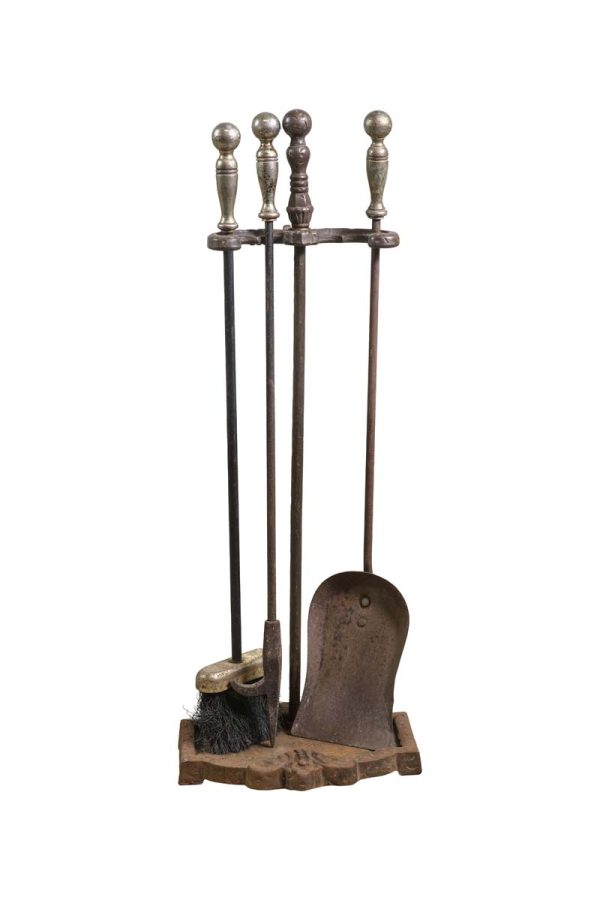 Tool Sets - Antique Traditional Iron & Steel Fireplace Accessories with Stand