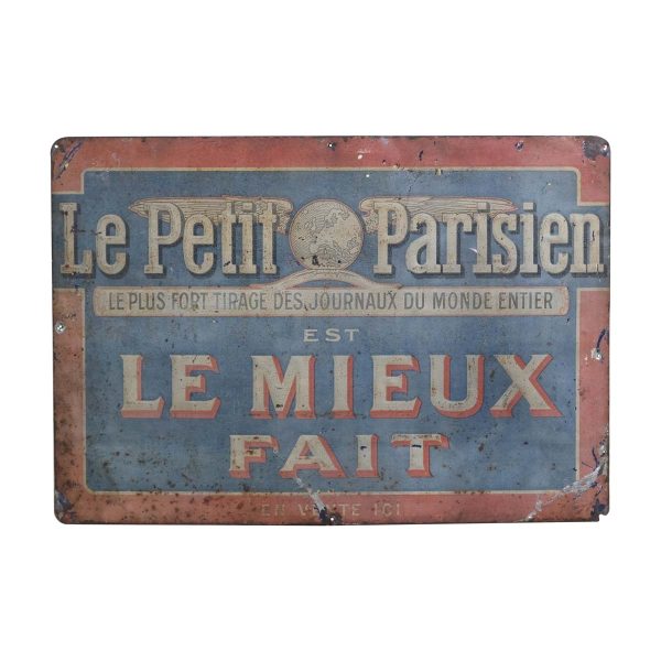Vintage Signs - European French Newspaper Le Petite Parisien Tin Wall Sign