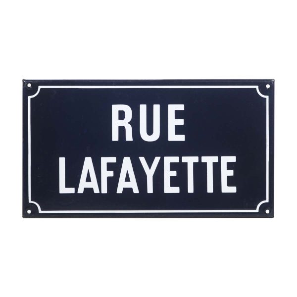 Vintage Signs - European Rue Lafayette Blue & White Enameled Steel Street Sign