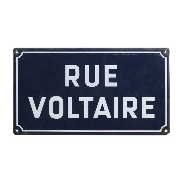 Vintage Signs - European Rue Voltaire Enameled Steel Blue & White Street Sign