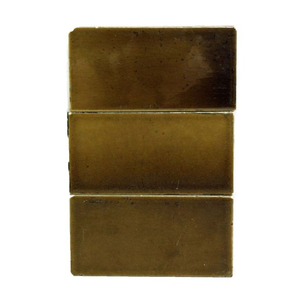 Wall Tiles - Antique 6 x 3 Brown Green Ceramic Subway Wall Tile