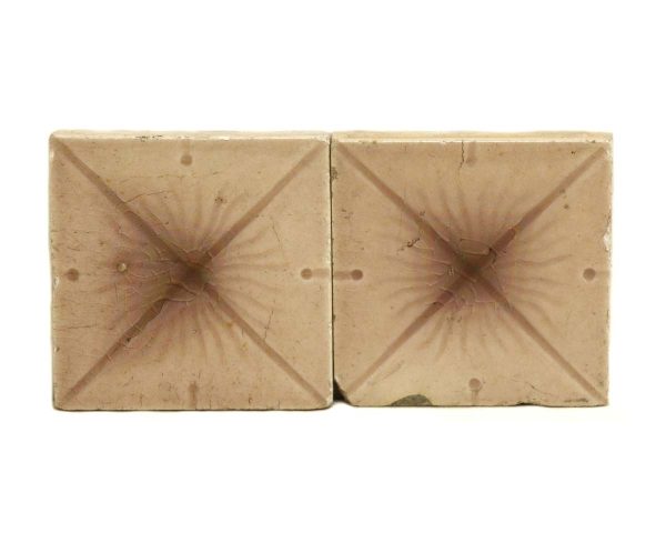 Wall Tiles - Pair of Antique 3 in. Square Pink X Wall Tiles