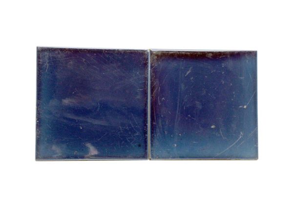 Wall Tiles - Pair of Antique 6 in. Square Blue Ceramic Wall Tiles