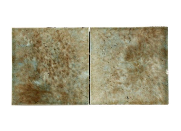 Wall Tiles - Pair of Antique 6 in. Square Tan Mixed Wall Tiles