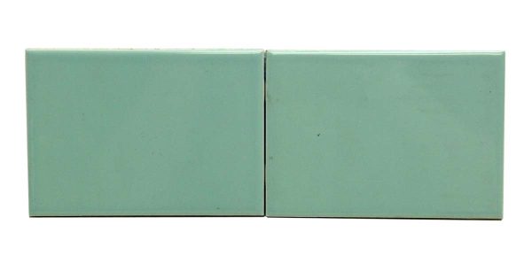 Wall Tiles - Pair of Vintage 6 x 4.25 Mint Green Ceramic Wall Tiles