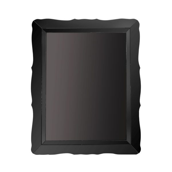 Antique Mirrors - Vintage Black Glass Scalloped Edge Wall Mirror