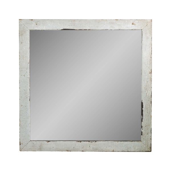 Antique Mirrors - White Distressed Pine 40.5 in. Square Wall Mirror