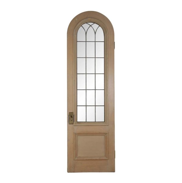 Arched Doors - Arched Wood Door with Leaded Glass Window
