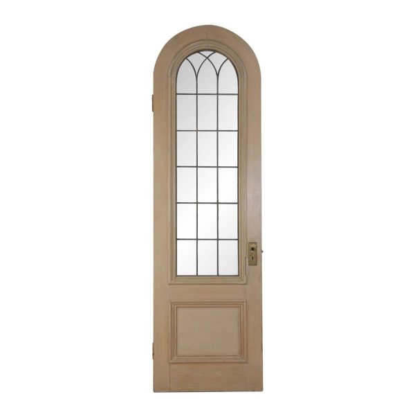 Arched Doors - Arched Wooden Door With Leaded Glass Window