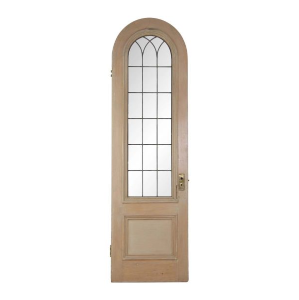 Arched Doors - Vintage Arched Wood Door With Leaded Glass Window