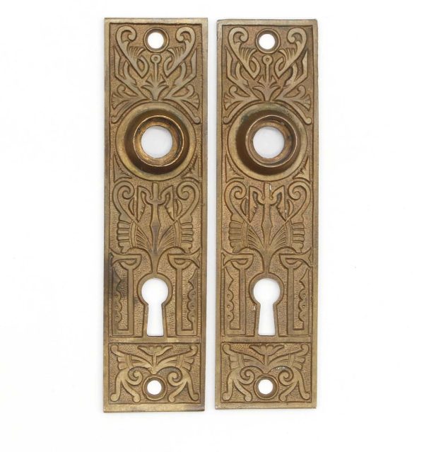 Back Plates - Pair of Antique 5.5 in. Bronze Aesthetic Keyhole Door Back Plates