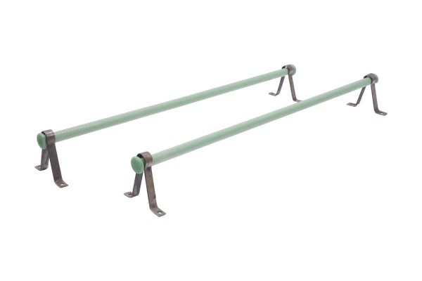 Bathroom - Pair of Vintage 17.5 in. Green Opaque Glass Rack for Soft Goods