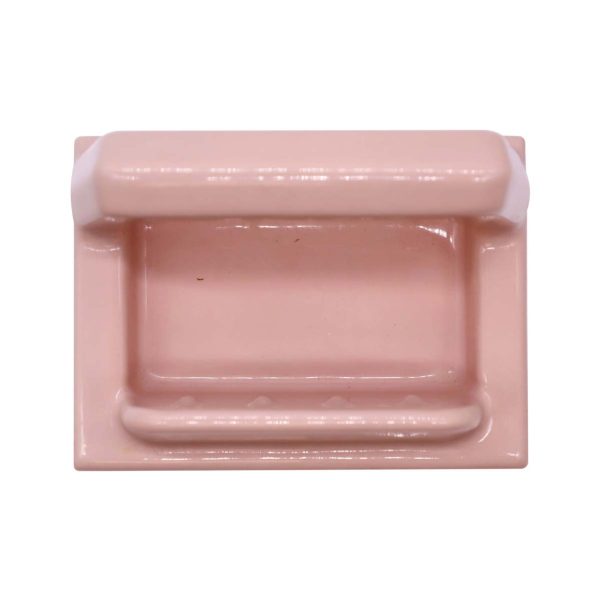 Bathroom - Vintage Light Pink Ceramic Flush Mount Soap & Towel Holder