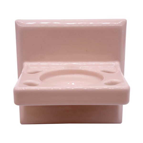 Bathroom - Vintage Pink Flush Mount Ceramic Toothbrush & Cup Holder