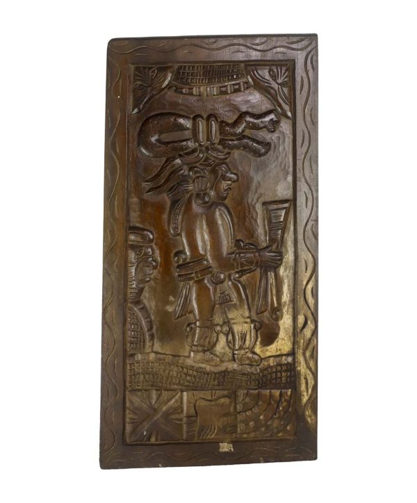 Cabinet Doors - Reclaimed Carved Ancient Civilization Motif Wood Cabinet Door