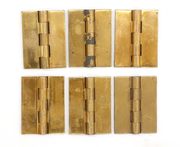 Cabinet & Furniture Hinges - Set of Vintage 2 x 1.5 Polished Brass Butt Blank Cabinet Hinges