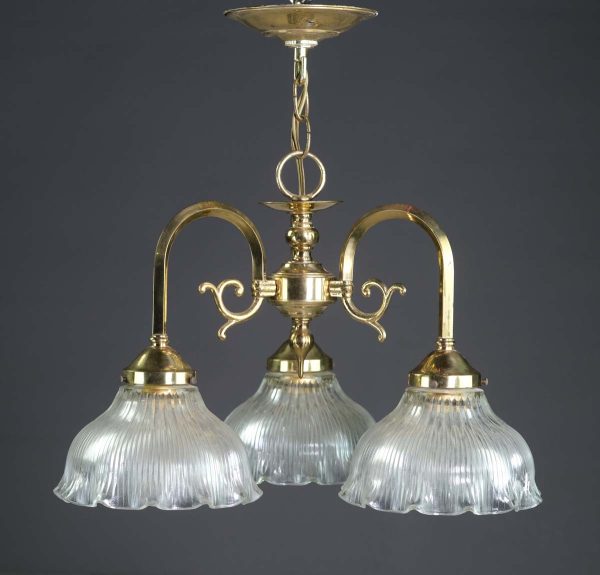 Chandeliers - Traditional Polished Brass 3 Arm Down Shaded Chandelier