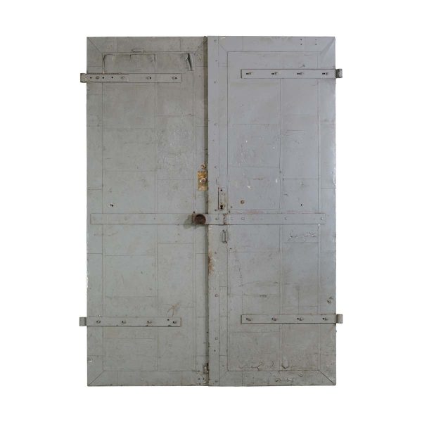 Commercial Doors - Vintage Gray Steel Clad Wood Fire Commercial Double Doors 99.5 x 71
