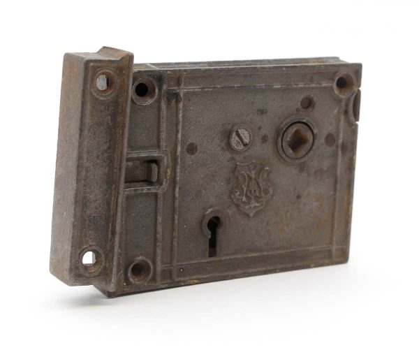 Door Locks - Antique Black Cast Iron Rim Door Lock
