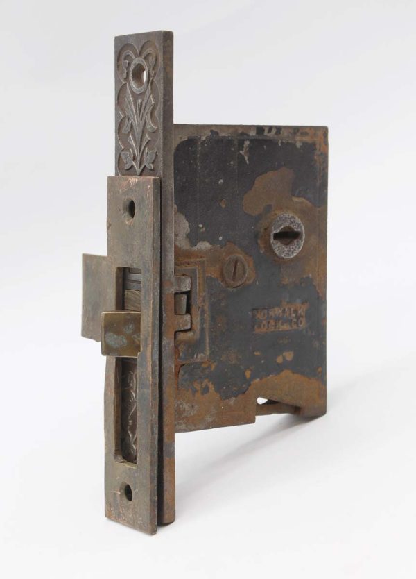 Door Locks - Antique Victorian Cast Iron Norwalk Thumb Latch Mortise Lock
